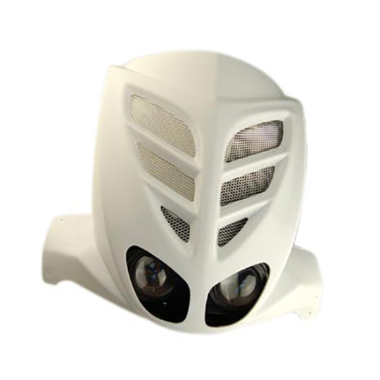 TABLIER AV/FACE AV DOUBLE OPTIQUE SCOOTER BCD* ADAPT. STUNT/SLIDER + GRILLE BLANC HOMOLOGU