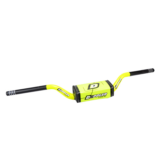 GUIDON MECABOITE DOPPLER OVERSIZE 28.6 ALU NOIR MAT/JAUNE FLUO (L775 H 80) + MOUSSE