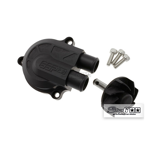 COUVERCLE POMPE A EAU SCOOTER STAGE6 ADAPT. NITRO/AEROX + VOLUTE RACING NOIR MAT