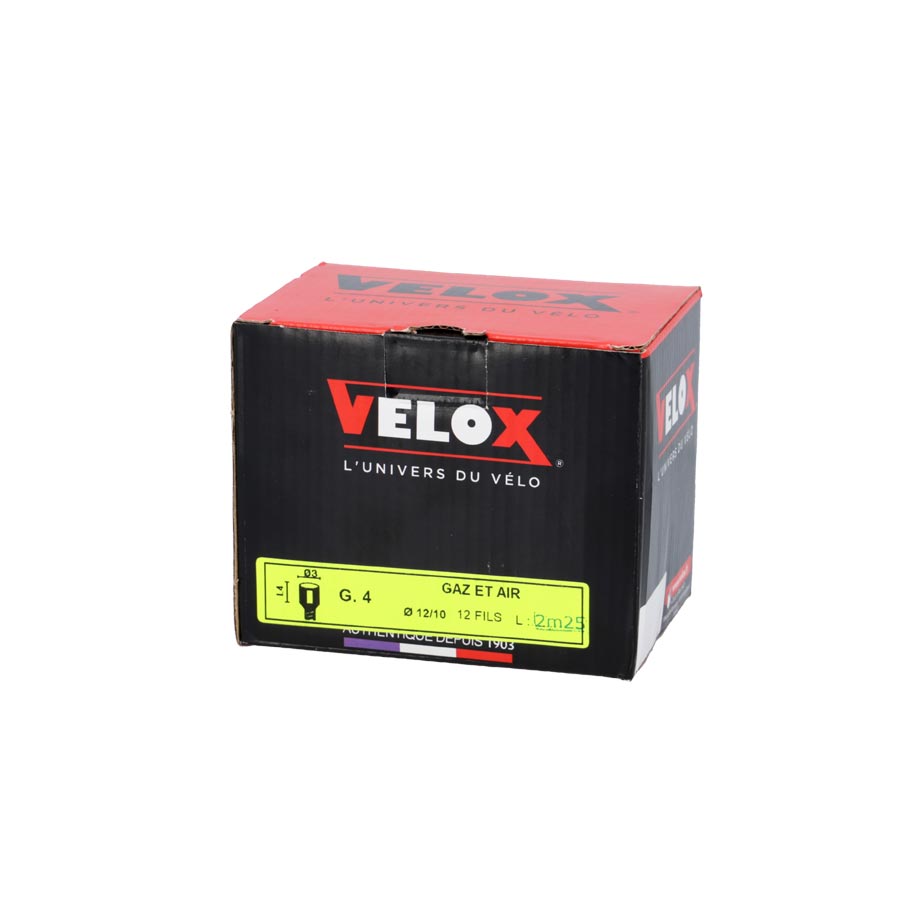 CABLE GAZ CYCLO VELOX ADAPT. MBK BOULE 3X4 12/10E 2.25M (VENDU PAR BOITE DE 25)