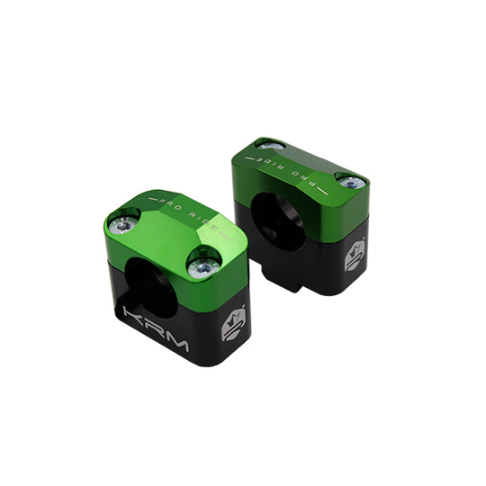 PONTET REHAUSSE GUIDON MECABOITE/MOTO KRM PRO RIDE ALU POUR GUIDON 28.6MM - NOIR/VERT (X2)