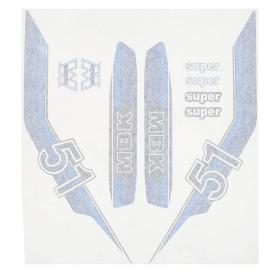 AUTOCOLLANT CYCLO MARQUE MBK BLEU ADAPT. MBK 51/MOTOBECANE (PLANCHE DE 8 PCS)