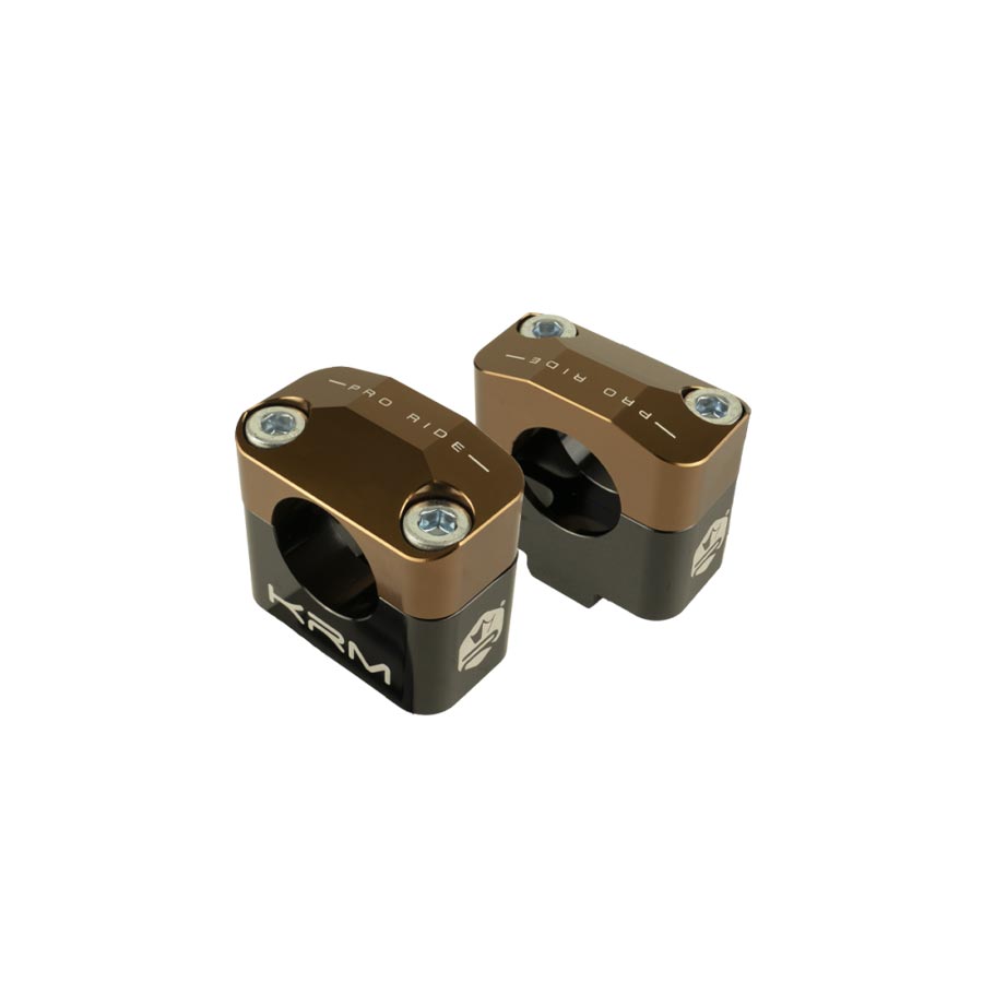 PONTET REHAUSSE GUIDON MECABOITE/MOTO KRM PRO RIDE ALU POUR GUIDON 28.6MM - NOIR/MARRON X2