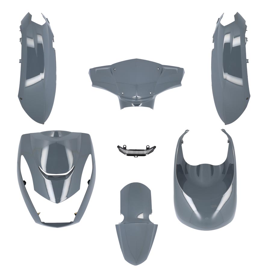 CARROSSERIE / CARENAGE SCOOTER TUN'R KIT PEUGEOT KISBEE 2010 -> GRIS NARDO FONCE 6 PIECES